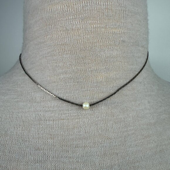 Vintage Jewelry - Gold Tone w/ Faux Pearl Station Chain Necklace 15"